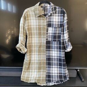 Forever 21 Plaid Button Down Long Sleeve Shirt, Size S